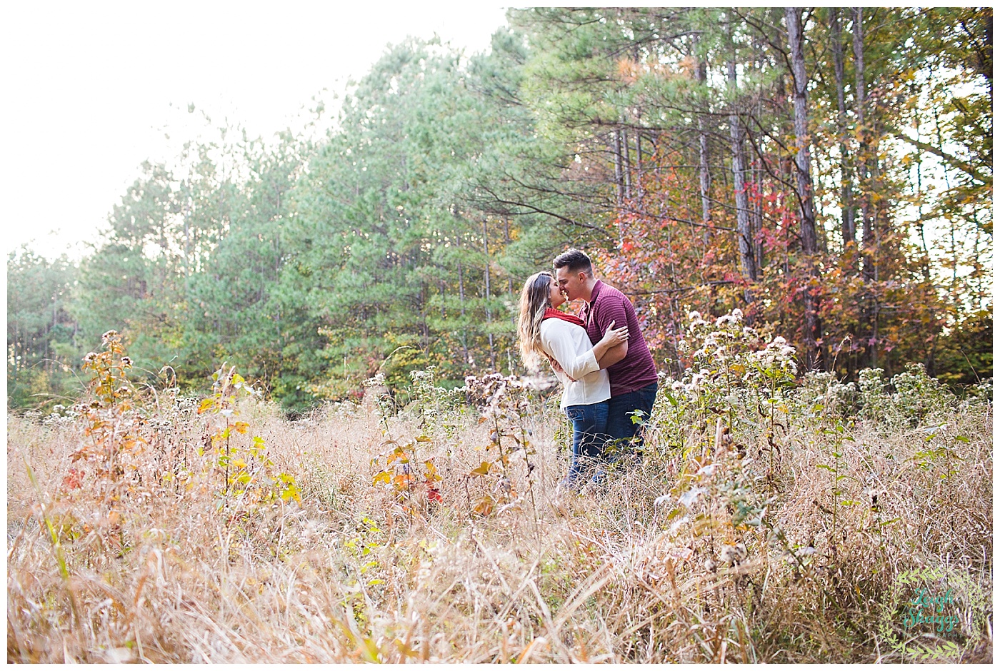 A Chesapeake virginia engagement session at oak grove lake park with the fall colors.