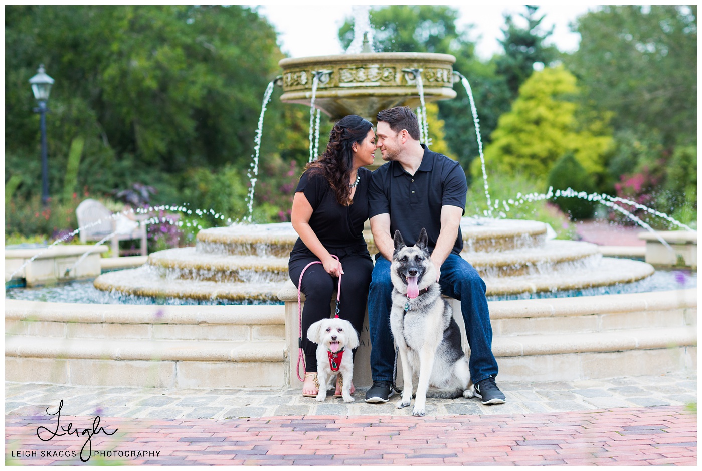 Norfolk Botanical Garden engagement session with pups.