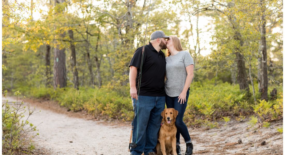 First Landing Engagement session with Golden Retriever Puppy.