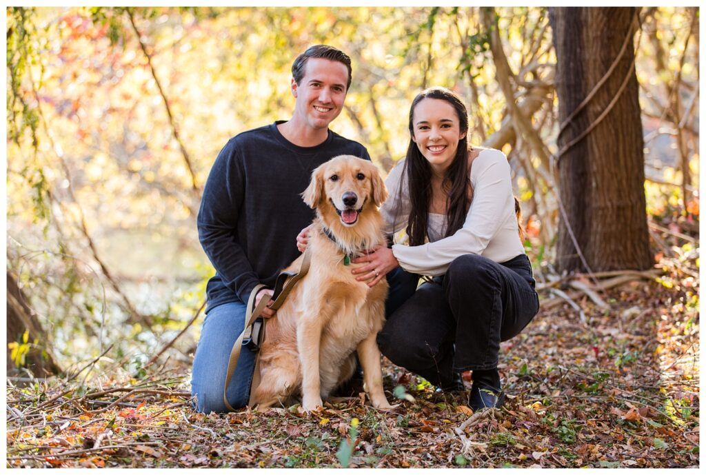 Carrie, Nick and Cooper | Oak Grove Lake Park Engagements in Chesapeake Virginia