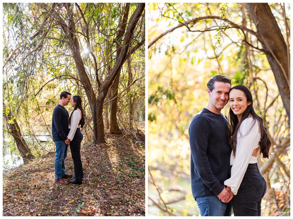 Carrie, Nick and Cooper | Oak Grove Lake Park Engagements in Chesapeake Virginia