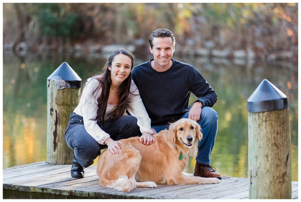 Carrie, Nick and Cooper | Oak Grove Lake Park Engagements in Chesapeake Virginia