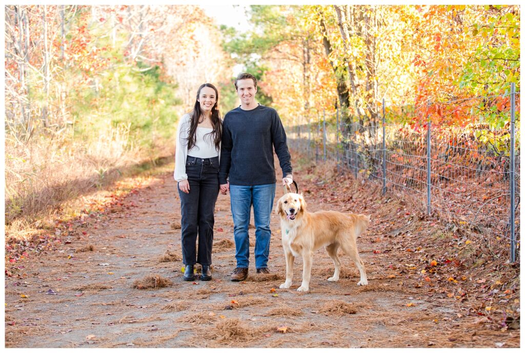 Carrie, Nick and Cooper | Oak Grove Lake Park Engagements in Chesapeake Virginia