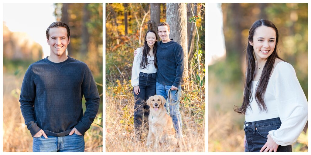 Carrie, Nick and Cooper | Oak Grove Lake Park Engagements in Chesapeake Virginia