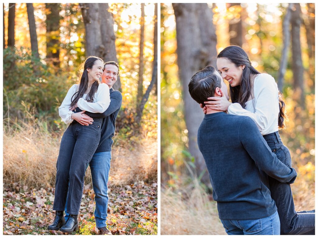 Carrie, Nick and Cooper | Oak Grove Lake Park Engagements in Chesapeake Virginia