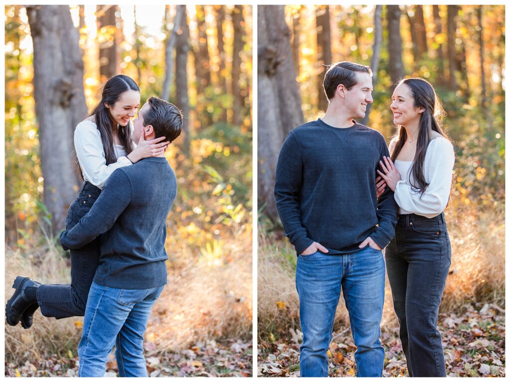 Carrie, Nick and Cooper | Oak Grove Lake Park Engagements in Chesapeake Virginia