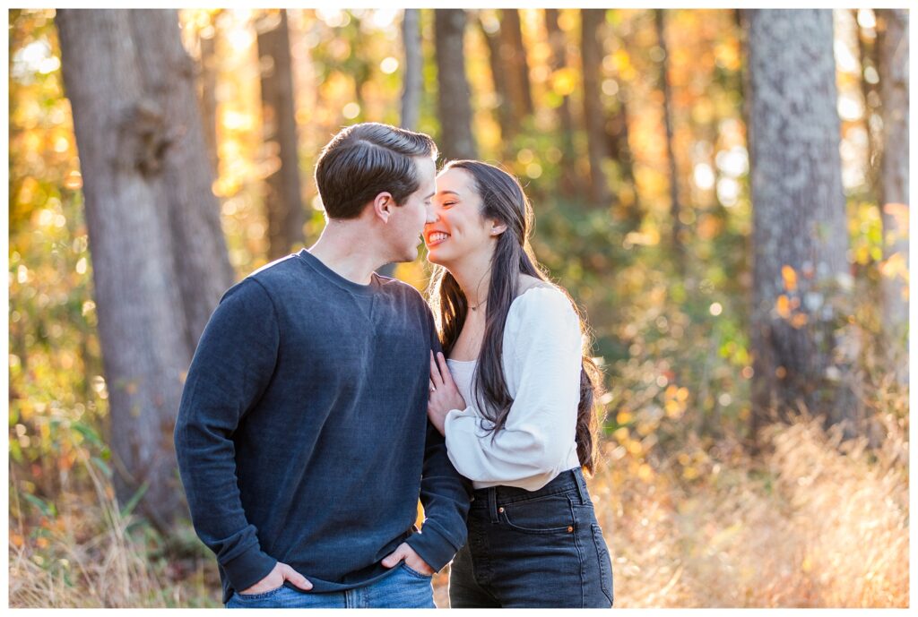 Carrie, Nick and Cooper | Oak Grove Lake Park Engagements in Chesapeake Virginia