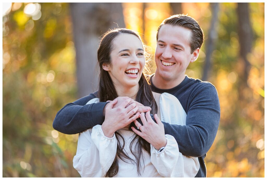 Carrie, Nick and Cooper | Oak Grove Lake Park Engagements in Chesapeake Virginia