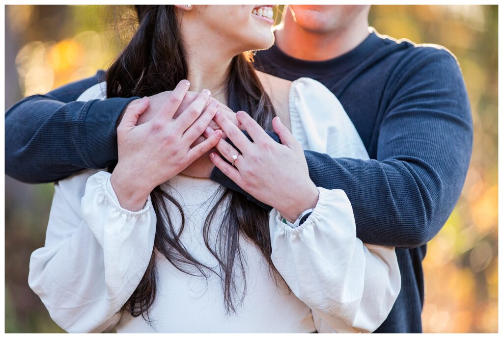 Carrie, Nick and Cooper | Oak Grove Lake Park Engagements in Chesapeake Virginia