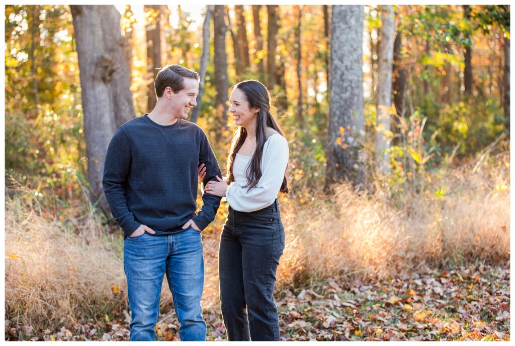 Carrie, Nick and Cooper | Oak Grove Lake Park Engagements in Chesapeake Virginia