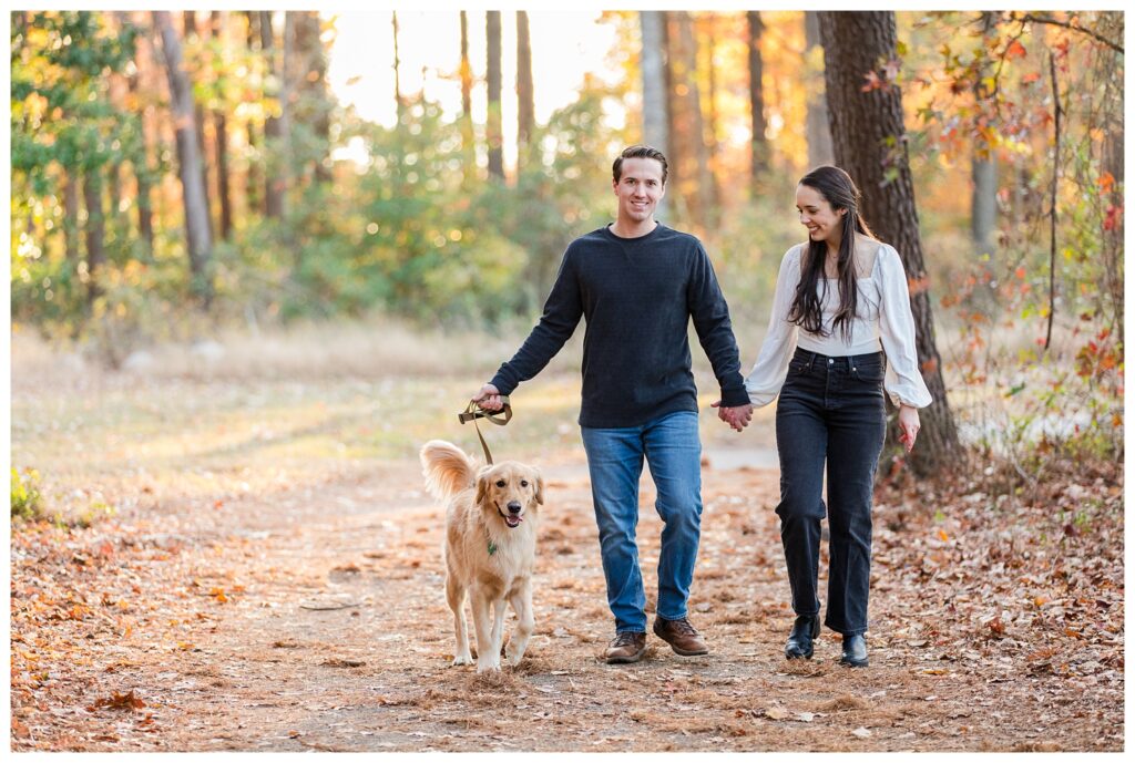 Carrie, Nick and Cooper | Oak Grove Lake Park Engagements in Chesapeake Virginia