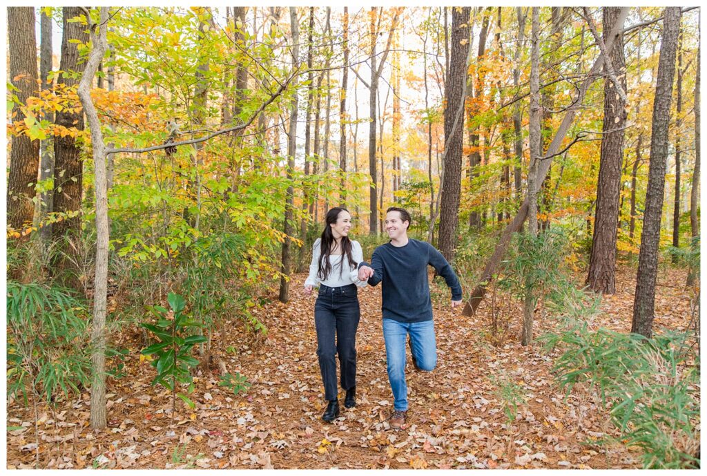 Carrie, Nick and Cooper | Oak Grove Lake Park Engagements in Chesapeake Virginia