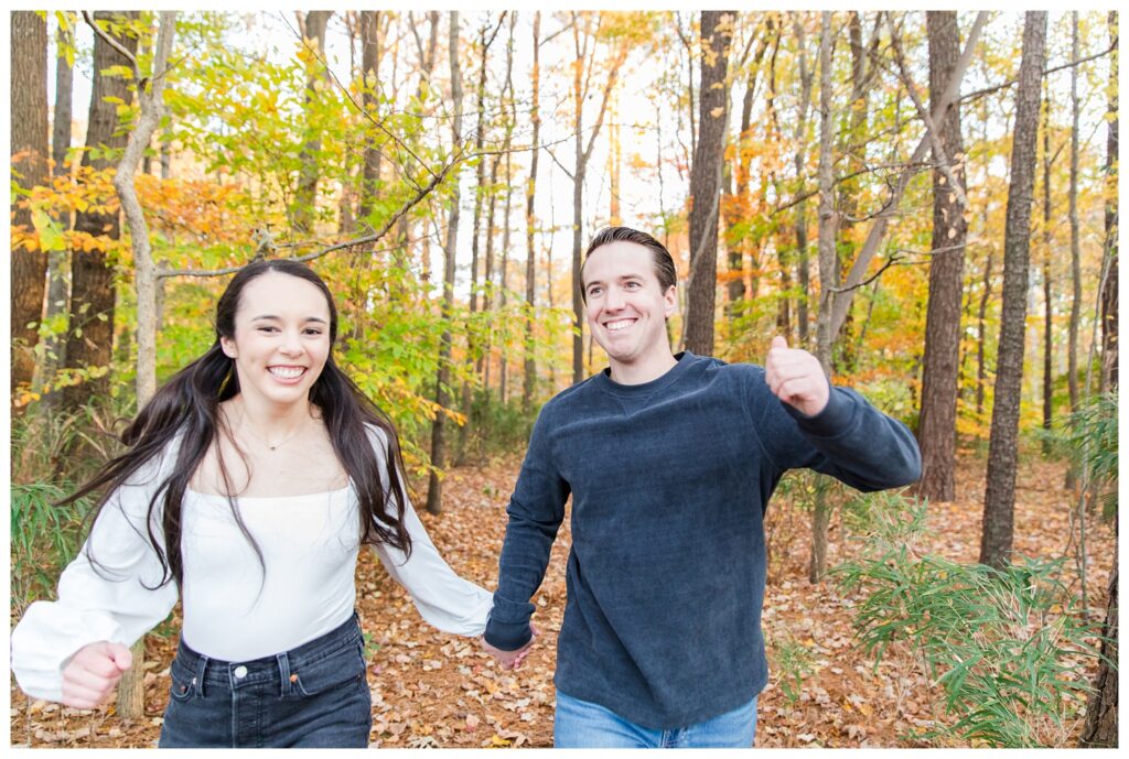 Carrie, Nick and Cooper | Oak Grove Lake Park Engagements in Chesapeake Virginia