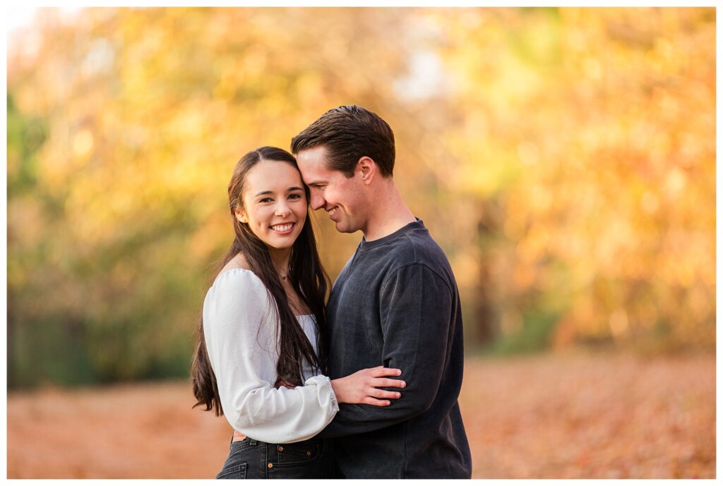 Carrie, Nick and Cooper | Oak Grove Lake Park Engagements in Chesapeake Virginia