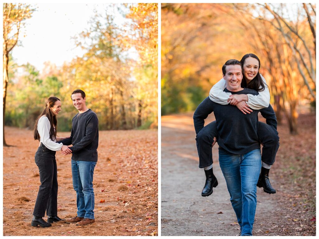 Carrie, Nick and Cooper | Oak Grove Lake Park Engagements in Chesapeake Virginia