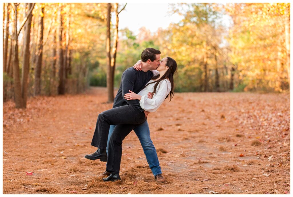 Carrie, Nick and Cooper | Oak Grove Lake Park Engagements in Chesapeake Virginia