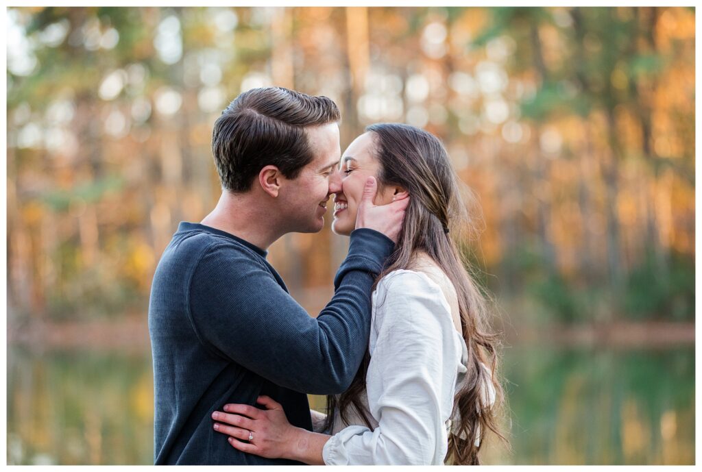 Carrie, Nick and Cooper | Oak Grove Lake Park Engagements in Chesapeake Virginia