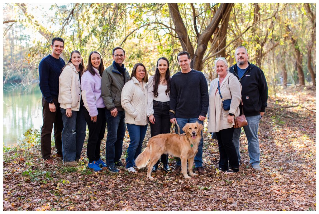 Carrie, Nick and Cooper | Oak Grove Lake Park Engagements in Chesapeake Virginia